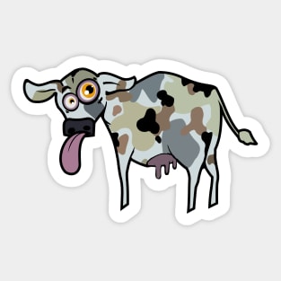 Graffiti of a cow in army pattern skin Sticker